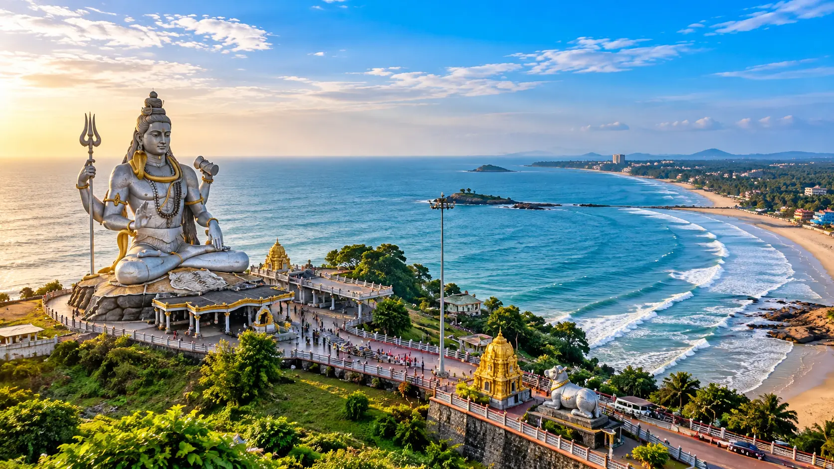 Murudeshwar temple and Arabian Sea coastline